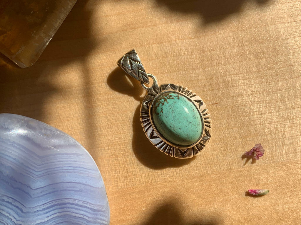 Tibetan Turquoise Zuma Pendant - Small Oval - Jewels & Gems