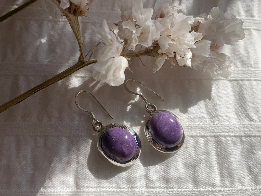 Charoite Naevia Earrings - Oval - Jewels & Gems