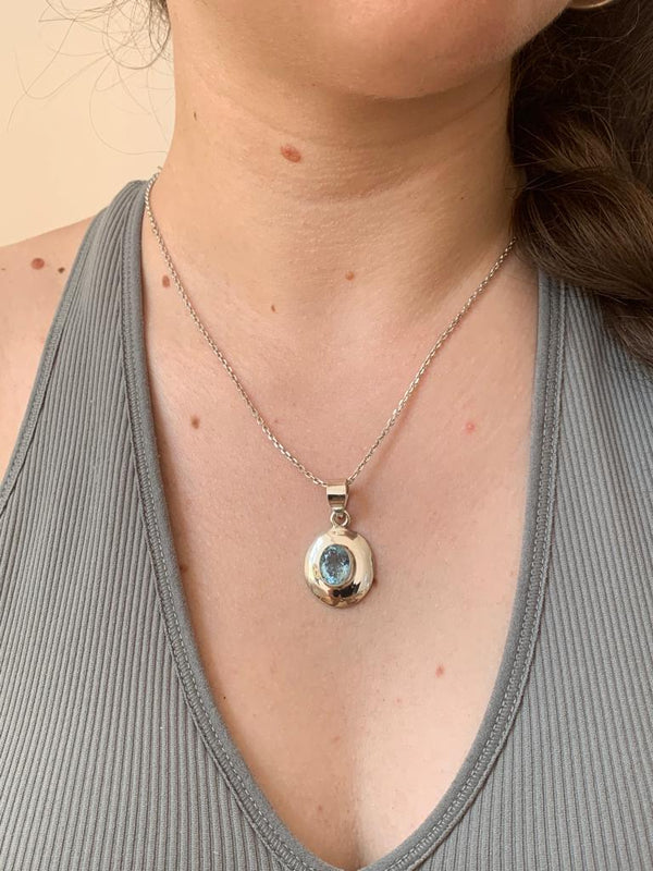 Blue Topaz Medea Pendant - Small Oval - Jewels & Gems