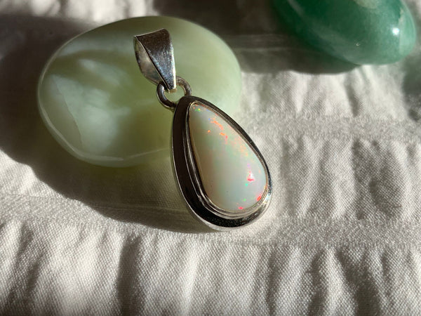 Ethiopian Welo Opal Ansley Pendant - Long Teardrop - Jewels & Gems
