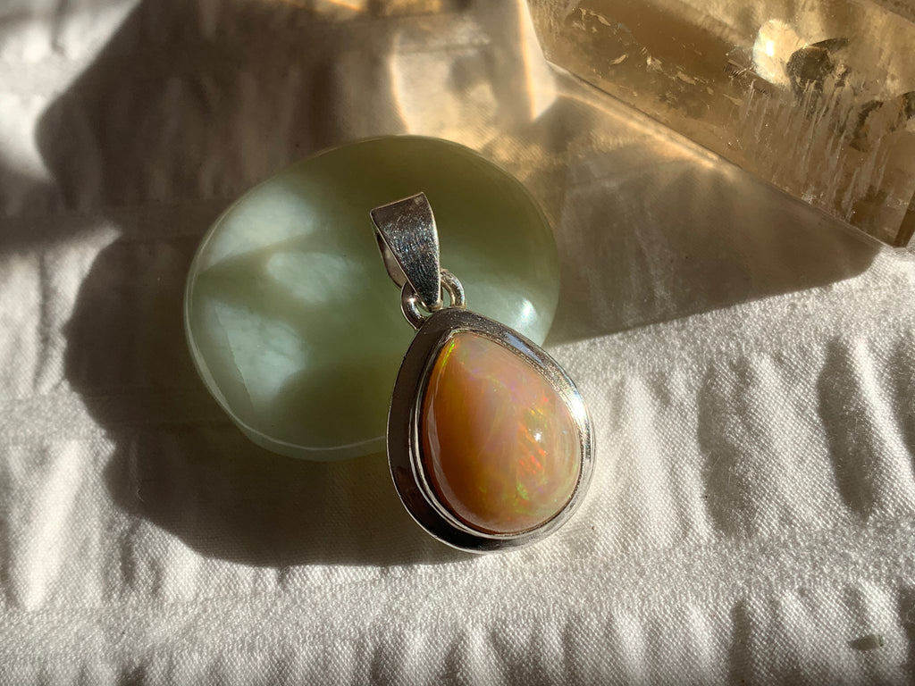 Ethiopian Welo Opal Ansley Pendant - Large Teardrop - Jewels & Gems