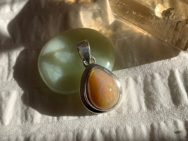 Ethiopian Welo Opal Ansley Pendant - Large Teardrop - Jewels & Gems
