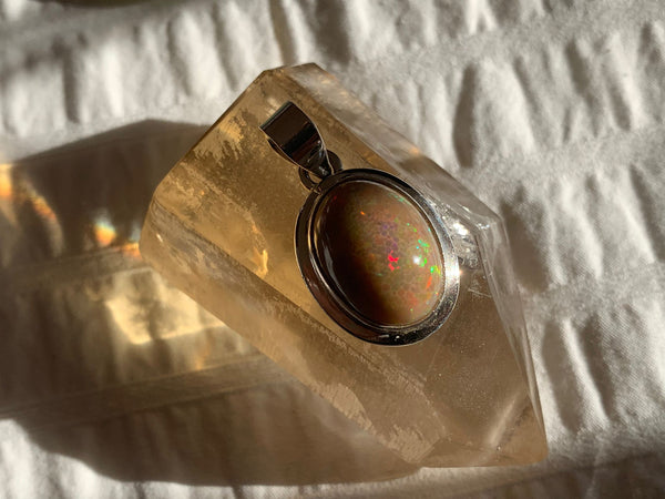 Ethiopian Welo Opal Ansley Pendant - Large Oval - Jewels & Gems