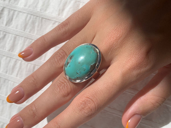 Arizona Turquoise Naevia Ring - Large Round (US 8) - Jewels & Gems