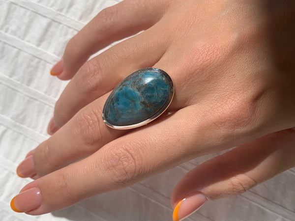 Blue Apatite Naevia Ring - Pear (US 7.5) - Jewels & Gems