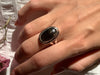Olive Green Tourmaline Sylke Ring - Long Oval (US 8) - Jewels & Gems