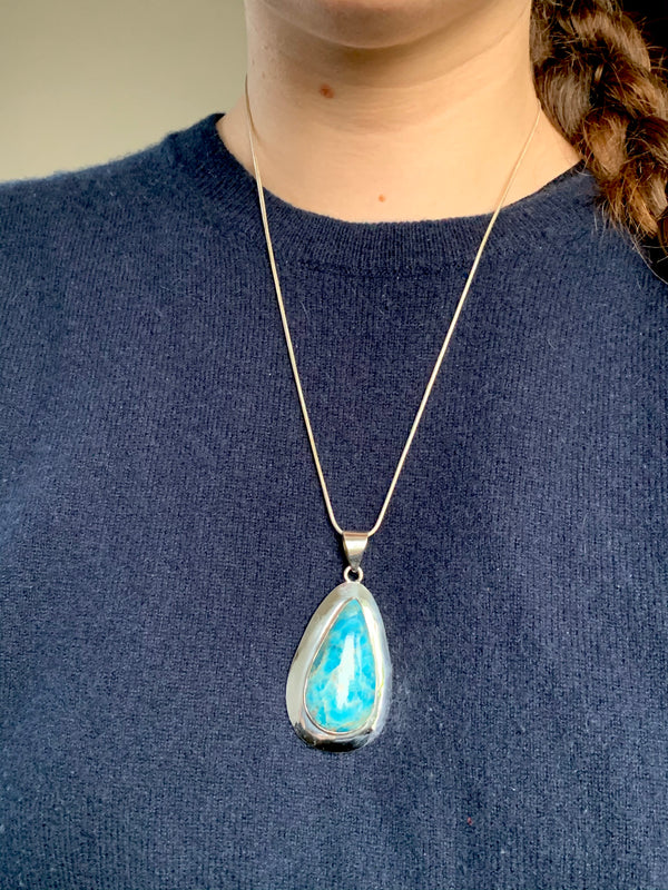 Blue Apatite Medea Pendant - Long Teardrop - Jewels & Gems