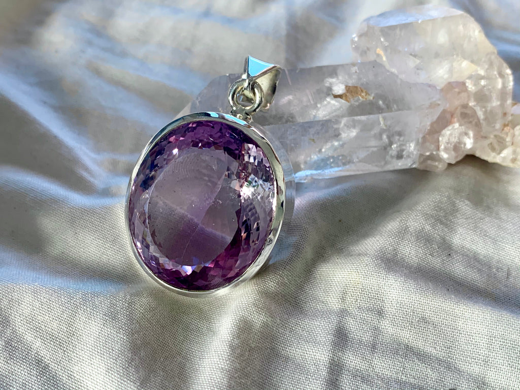 Amethyst Naevia Pendant - Faceted Large Round - Jewels & Gems