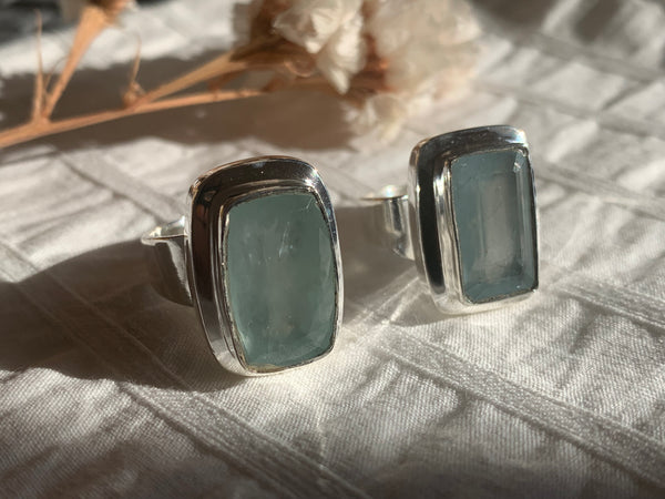 Aquamarine Ansley Ring - Rectangle (US 7.5 & 6) - Jewels & Gems