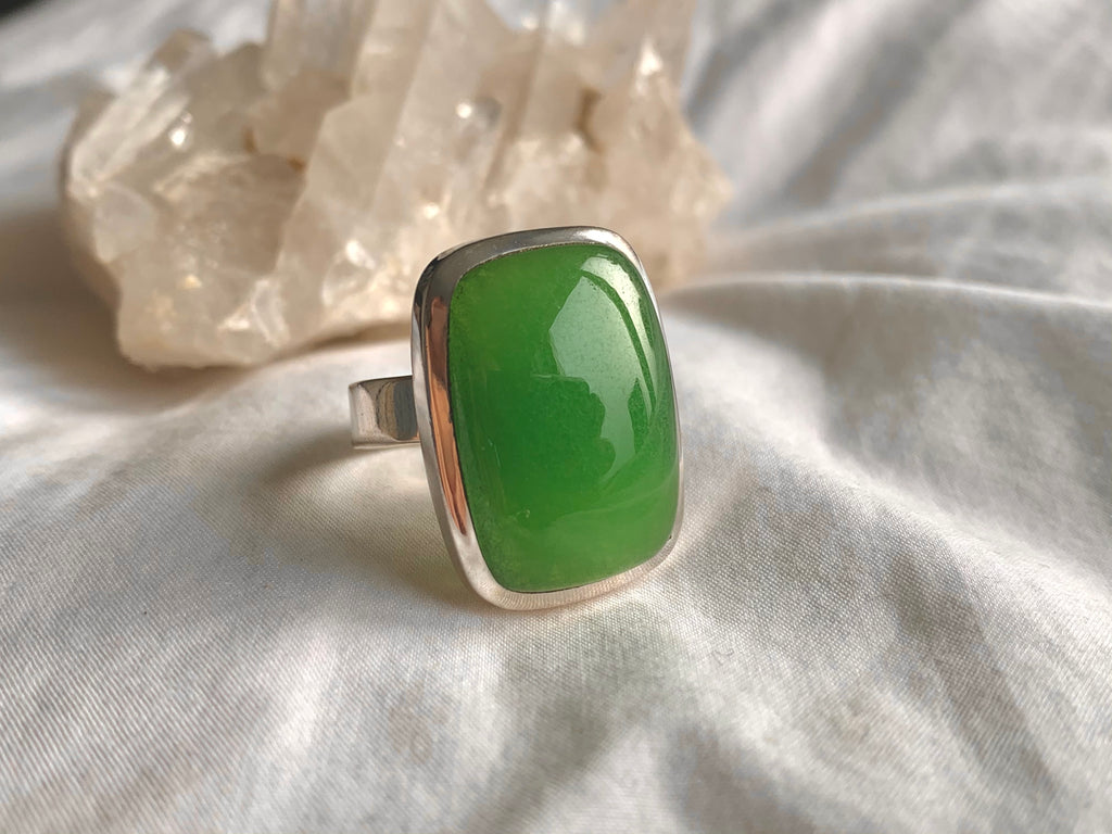 Nephrite Jade Adjustable Ring - Square - Jewels & Gems