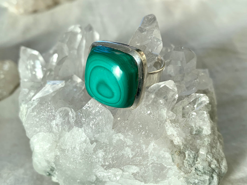 Malachite Adjustable Ring - Square - Jewels & Gems