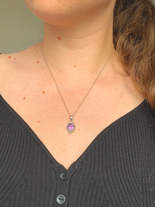 Amethyst Cassia Dot Pendant - Faceted - Jewels & Gems