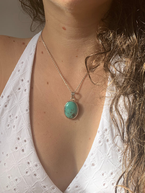 Arizona Turquoise Naevia Pendant - Small Oval - Jewels & Gems