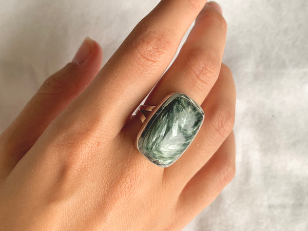 Seraphinite Naevia Ring - Rectangle - Jewels & Gems