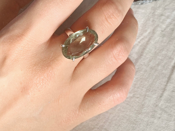 Green Amethyst Sanaa Ring - Long Oval - Jewels & Gems