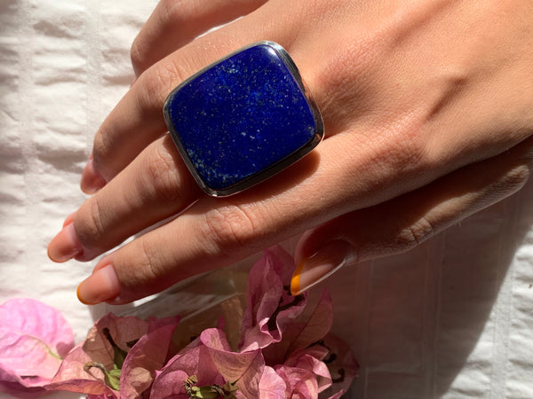 Lapis Lazuli Naevia Ring - XLarge Square (US 9.5 & 8.5) - Jewels & Gems