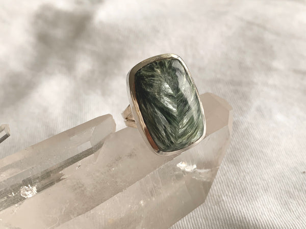 Seraphinite Naevia Ring - Rectangle - Jewels & Gems