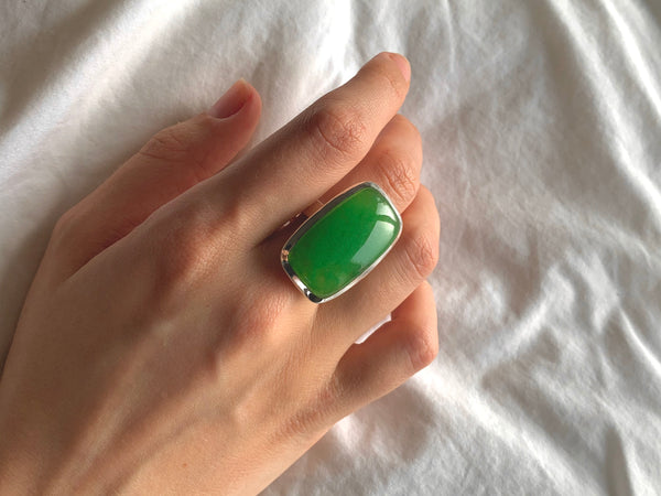 Nephrite Jade Adjustable Ring - Large Rectangle - Jewels & Gems