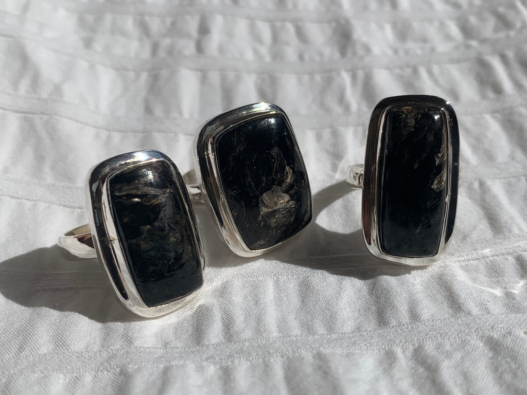 Black Golden Seraphinite Ansley Ring - Square (US 8) - Jewels & Gems