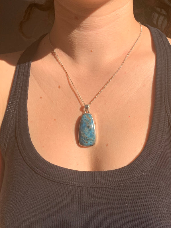 Blue Apatite Naevia Pendant - Bell - Jewels & Gems