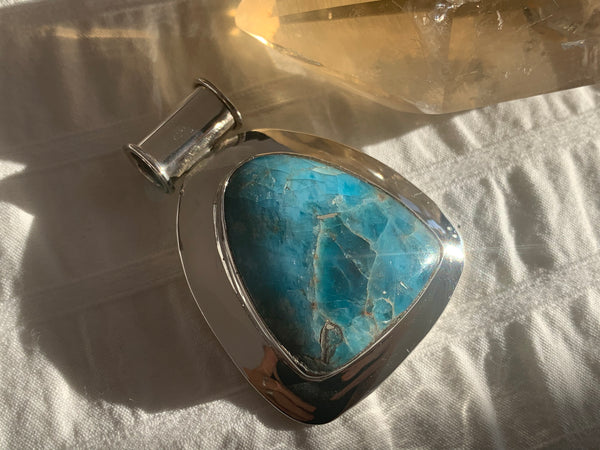 Blue Apatite Gaia Pendant - Bell - Jewels & Gems