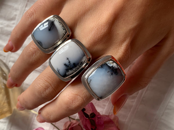 Dendritic Agate Ansley Ring - Square - Jewels & Gems
