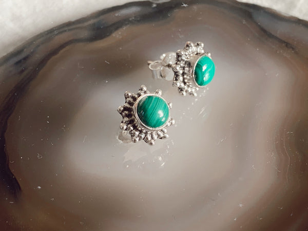 Malachite Sole Studs - Jewels & Gems