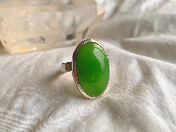 Nephrite Jade Adjustable Ring - Large Oval - Jewels & Gems