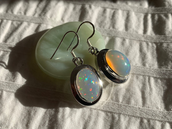 Ethiopian Welo Opal Ansley Earrings - Large Oval - Jewels & Gems