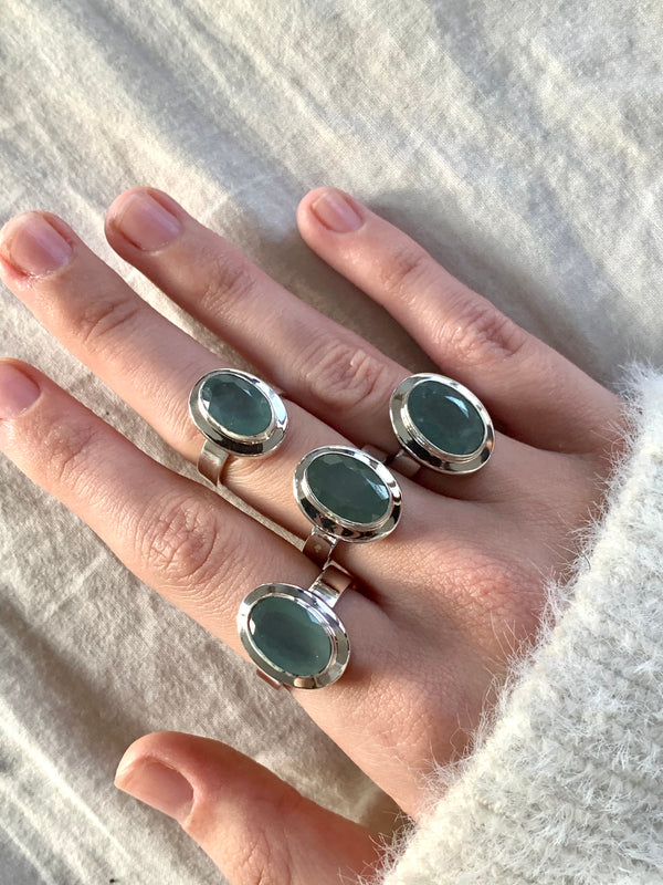 Aquamarine Ansley Ring - Long Oval - Jewels & Gems