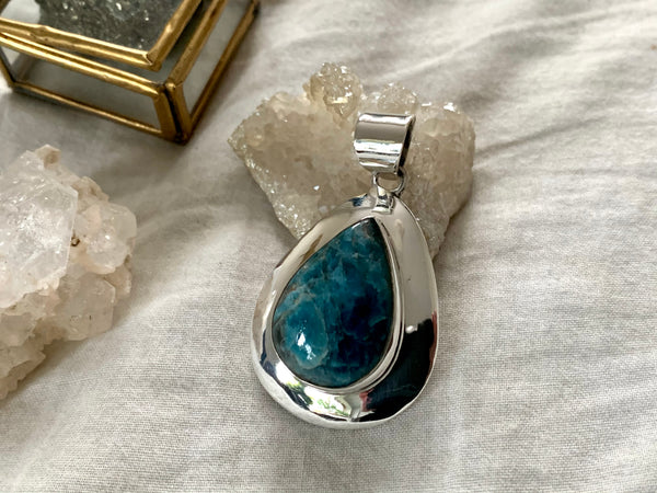 Blue Apatite Medea Pendant - Reg. Teardrop - Jewels & Gems
