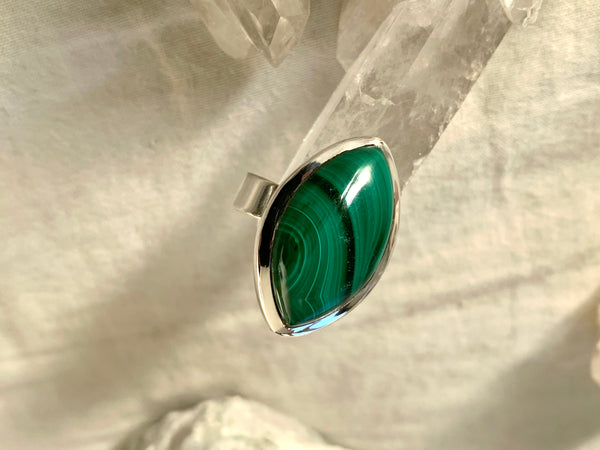Malachite Adjustable Ring - Marquise - Jewels & Gems
