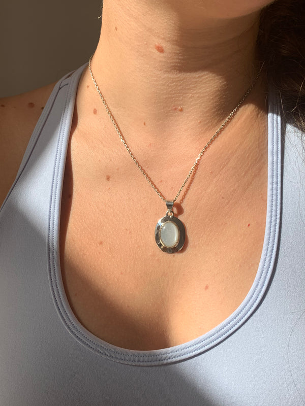 White Moonstone Medea Pendant - Small Oval - Jewels & Gems
