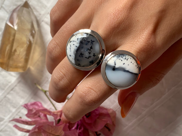 Dendritic Agate Ansley Ring - Round (US 6.5 & 7) - Jewels & Gems