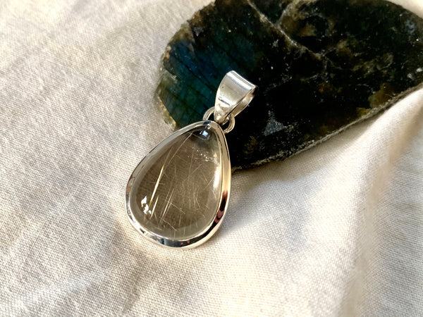 Rutilated Quartz Naevia Pendant - Small Teardrop - Jewels & Gems