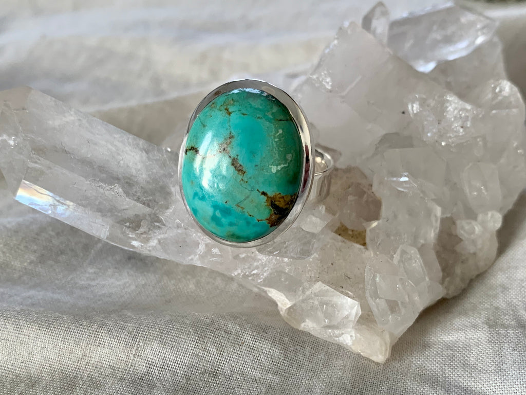 Tibetan Turquoise Adjustable Ring - Reg. Oval - Jewels & Gems