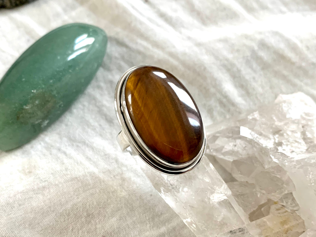 Tiger’s Eye Brea Ring - Large Oval (US 7) - Jewels & Gems