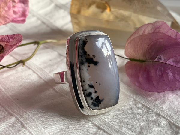 Dendritic Agate Ansley Ring - Large Rectangle (US 9.5) - Jewels & Gems