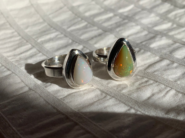 Ethiopian Welo Opal Ansley Ring - Teardrop (US 8 & 9) - Jewels & Gems