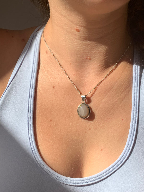 Peach Moonstone Brea Pendant - Small Oval - Jewels & Gems