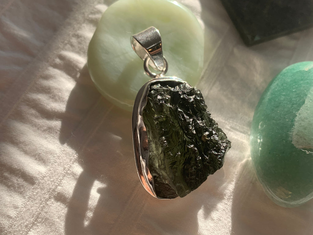 Moldavite Ansley Pendant - Freeform A - Jewels & Gems