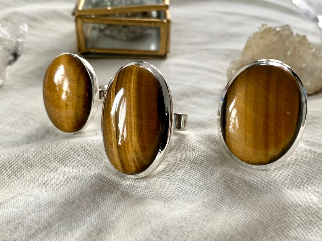 Tiger’s Eye Naevia Rings - Long Oval - Jewels & Gems