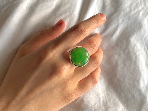 Nephrite Jade Adjustable Ring - Small Round - Jewels & Gems