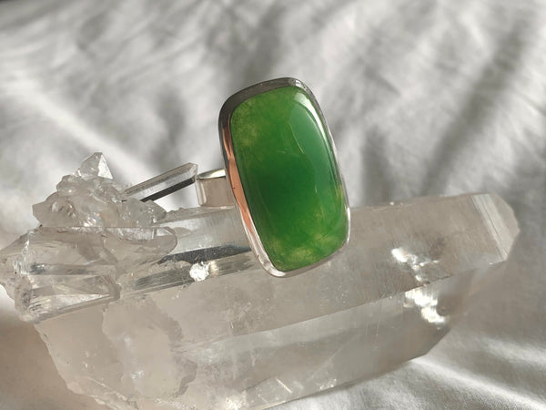 Nephrite Jade Adjustable Ring - Large Rectangle - Jewels & Gems