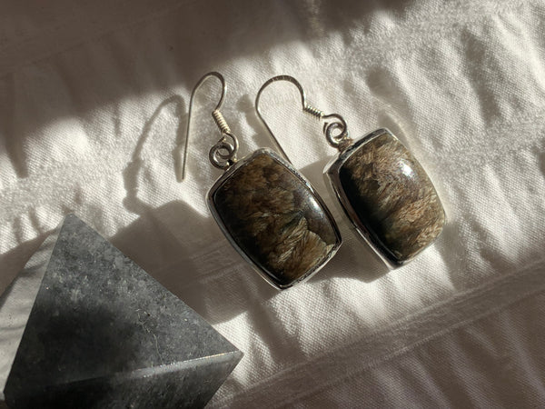 Black Golden Seraphinite Naevia Earrings - Square - Jewels & Gems