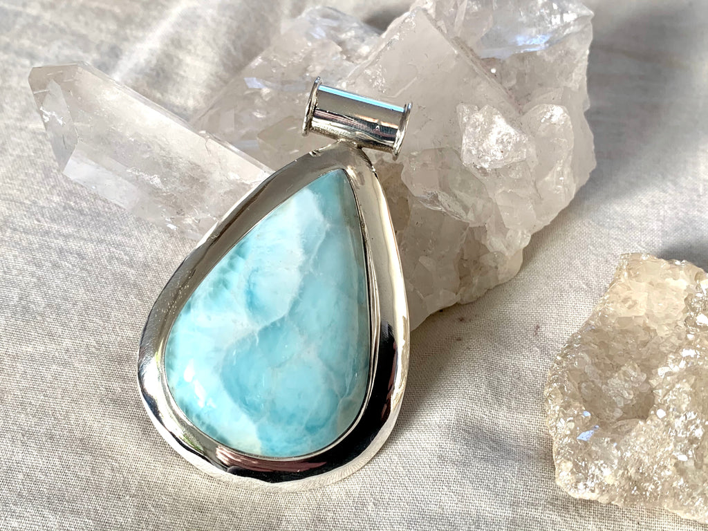 Larimar Gaia Pendant - XLarge Teardrop (One of a kind) - Jewels & Gems