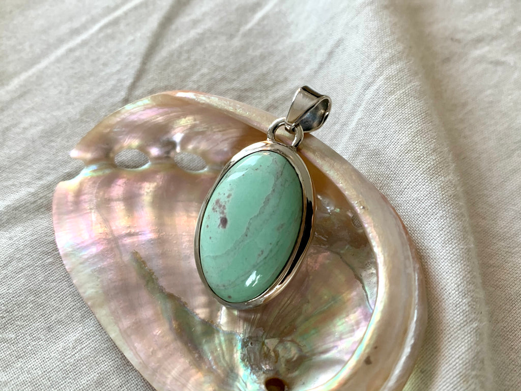 Variscite Ari Pendant - Medium Oval A - Jewels & Gems
