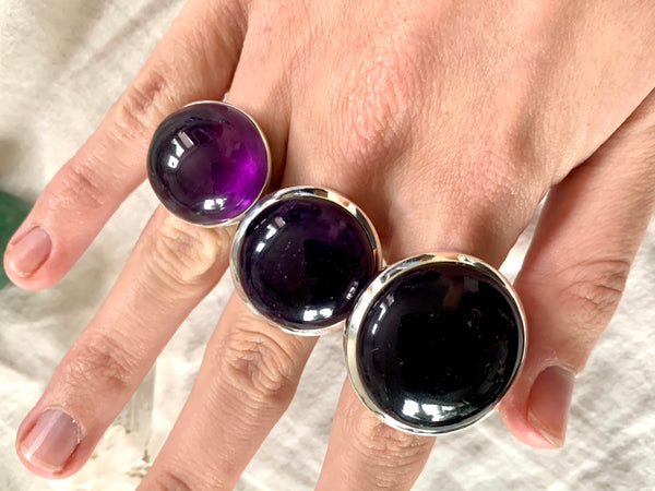 Dark Amethyst Naevia Rings - Round (One of a kind) - Jewels & Gems