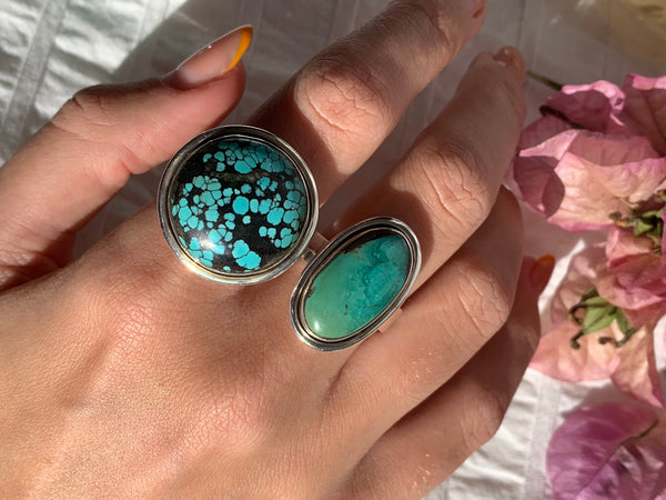 Tibetan Turquoise Brea Ring - Round/Oval (US 7.5 & 8.5) - Jewels & Gems