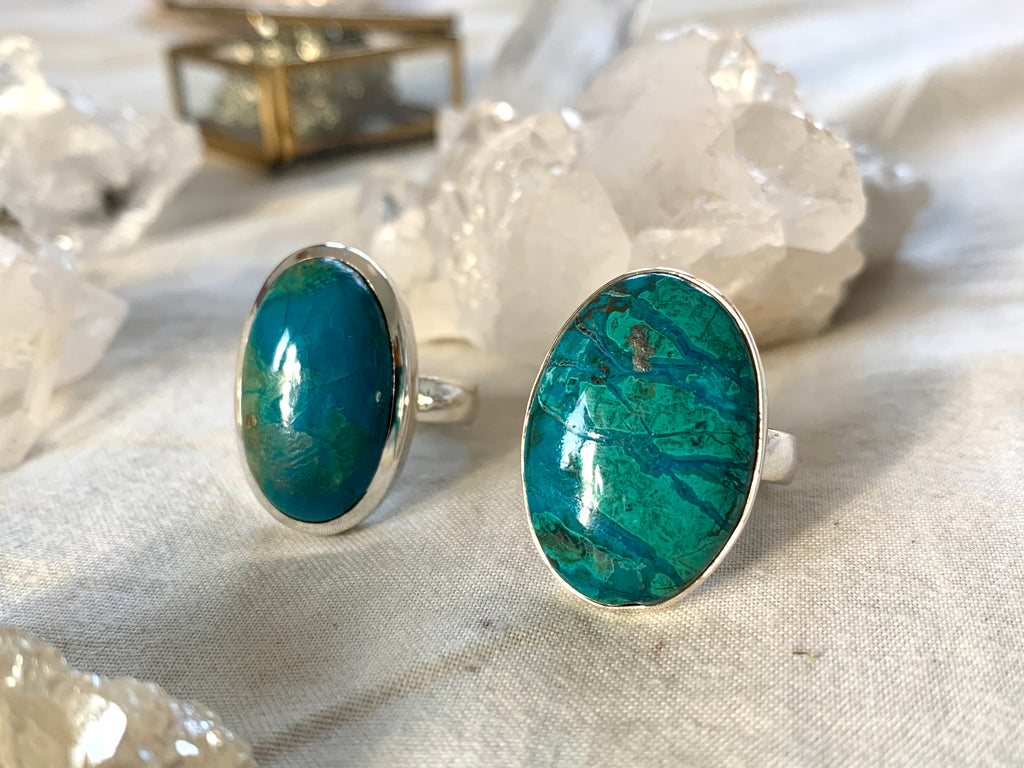 Chrysocolla Naevia Mixed Rings (One of a kind) - Jewels & Gems